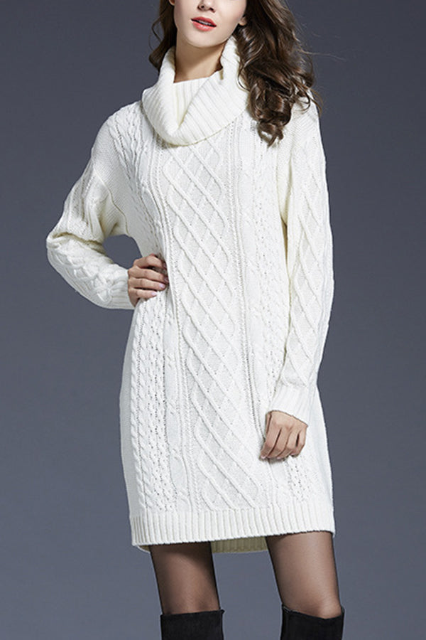 long turtleneck knitted dress