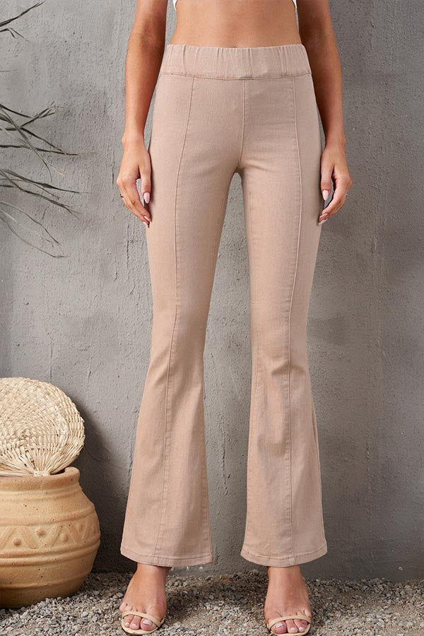 Pocketed Elastic Waistband Corduroy Pants