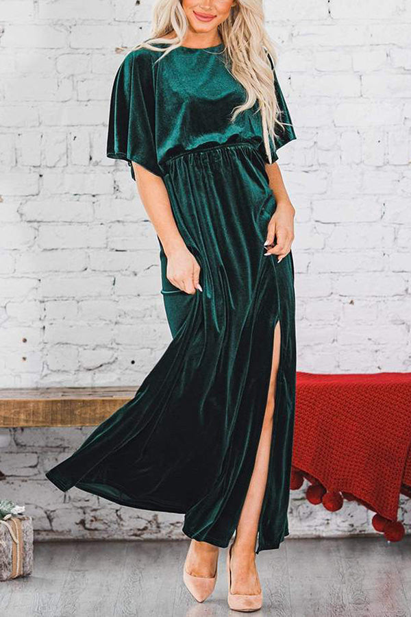 So Romantic Velvet Slit Maxi Dress