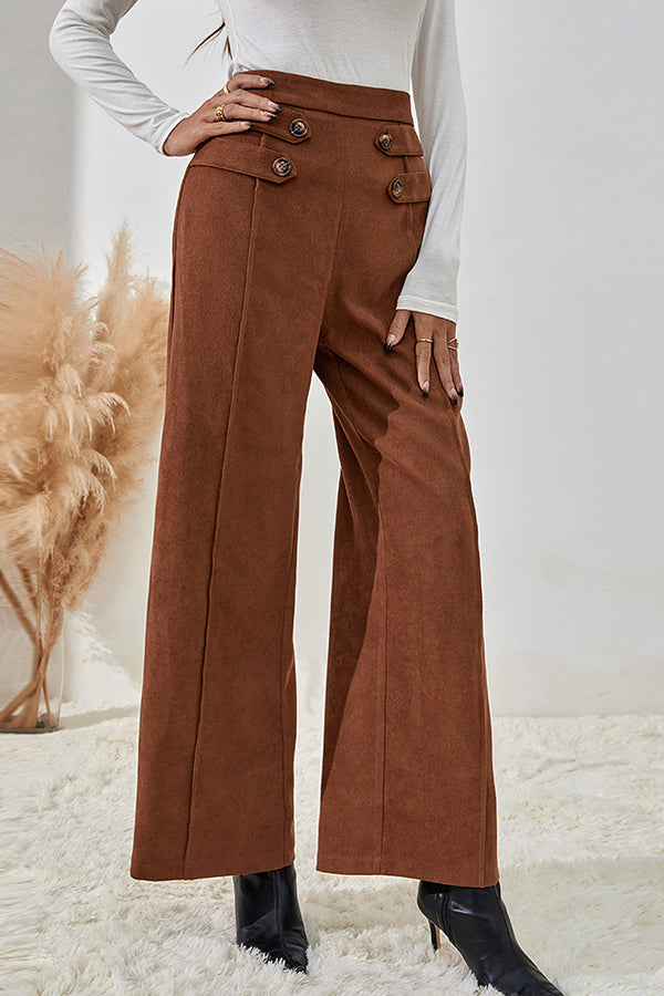 Fashion women's high waist straight drape wide leg pants