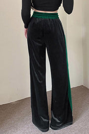 High Waist Colorblock Loose Wide Leg Trousers