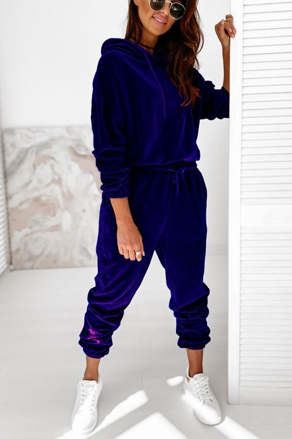 Daily Casual Velvet Hoodie Jogger Tracksuit