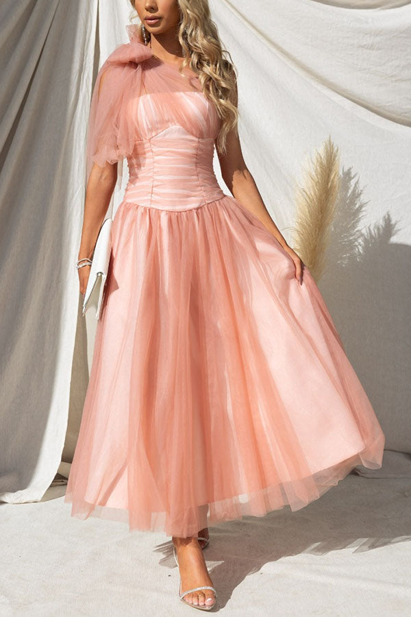 Dress of Your Dreams Tulle One Shoulder Maxi Dress