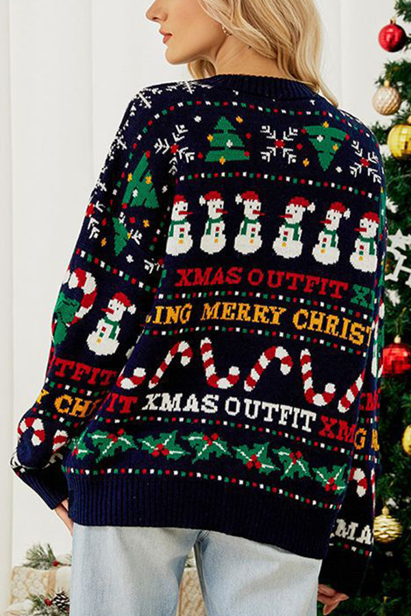 autumn winter christmas tree crew neck sweater