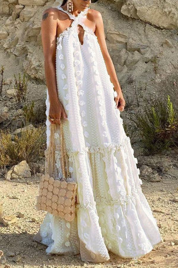 Robe gâteau fleurie tridimensionnelle