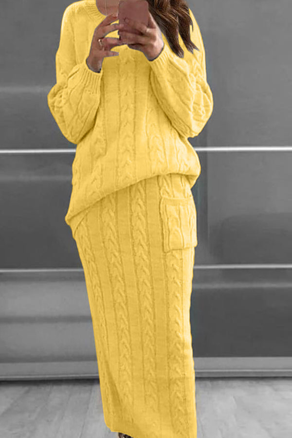 Fashion Twist Pullover Strickrock Set 
