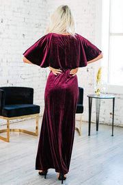 So Romantic Velvet Slit Maxi Dress