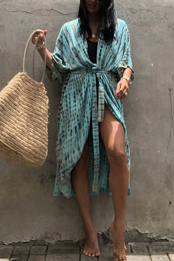 Chemisier long tie-dye pour la plage et les vacances