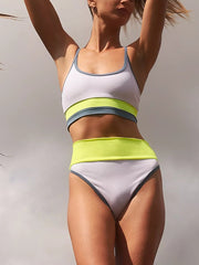 High Waist Color Block Bikini