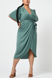 Draped Tie Waist Dress