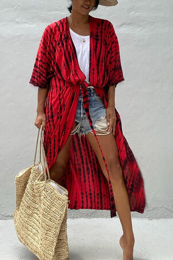 Chemisier long tie-dye pour la plage et les vacances
