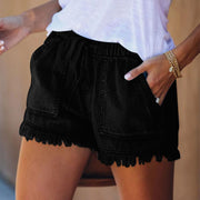 Women's Elastic Drawstring Casual High Waist Thin Denim Shorts