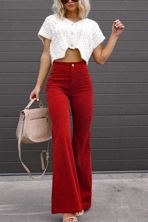 Corduroy Pocketed Flare Pants