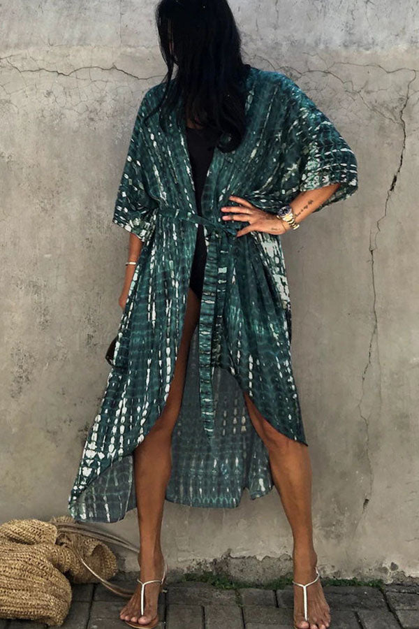 Chemisier long tie-dye pour la plage et les vacances