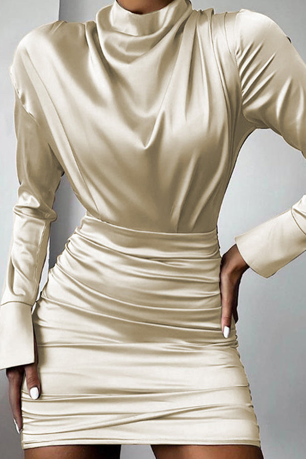 Casual Elegant Solid Solid Color Half A Turtleneck One Step Skirt Dresses
