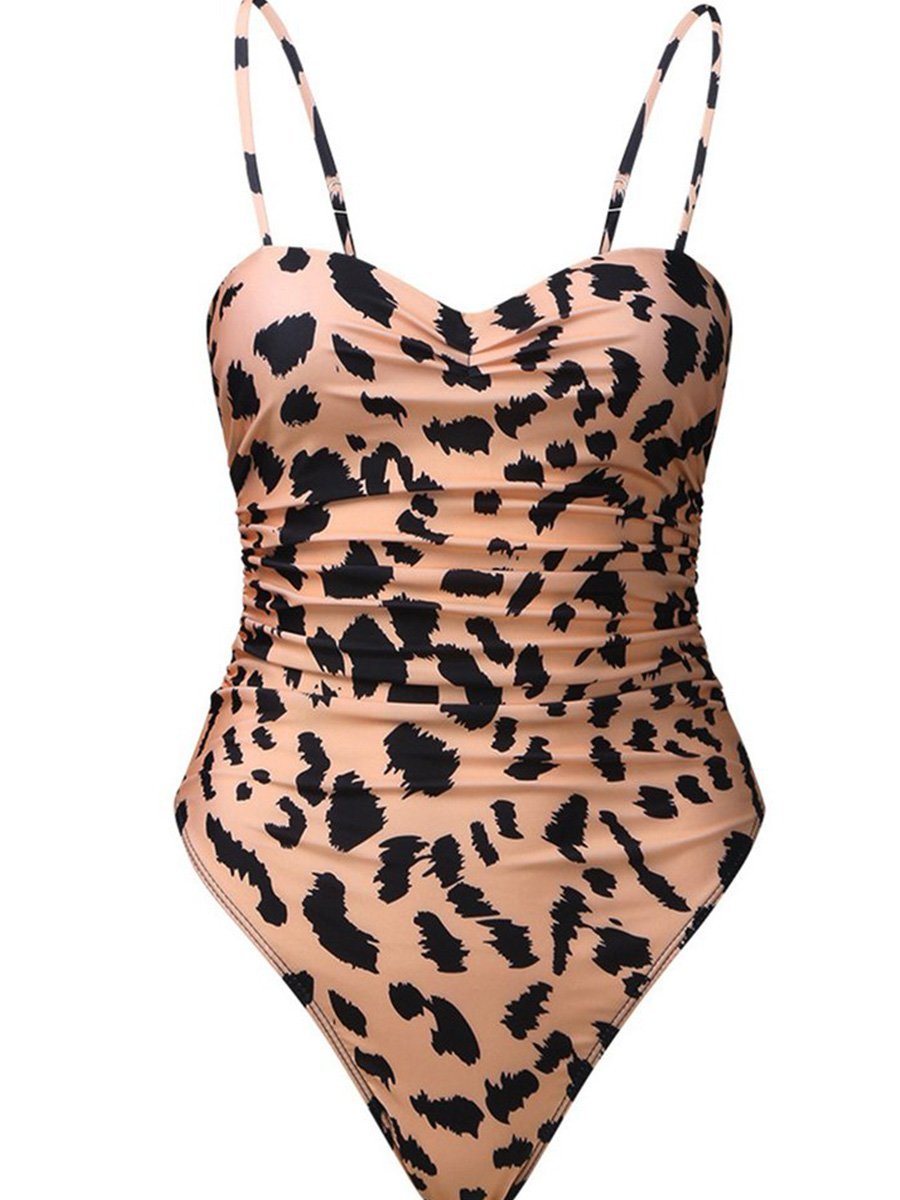 Leopard Bandeau One-piece Swimsuit