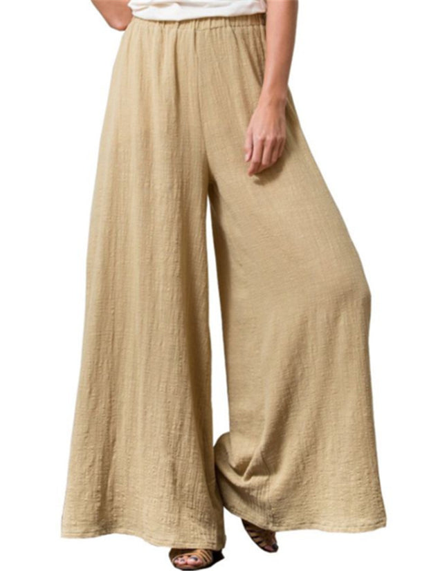 Large Casual Cotton Linen Loose Wide Leg Pants