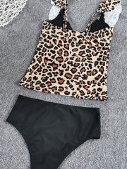 Leopard Print Brown Two pieces Swimsuit