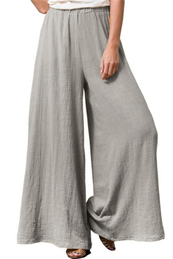 Large Casual Cotton Linen Loose Wide Leg Pants