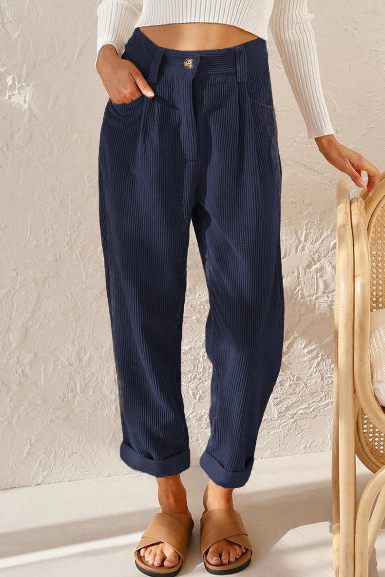 women's corduroy loose straight trousers