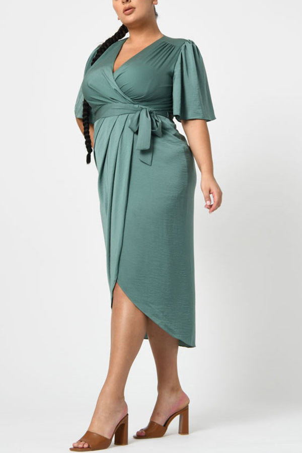 Draped Tie Waist Dress