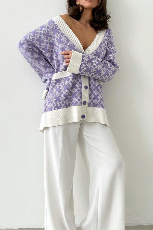 jacquard mid length cardigan sweater cardigan