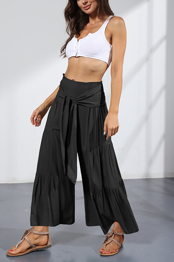 Bandage Casual Women's Wide Leg Pants