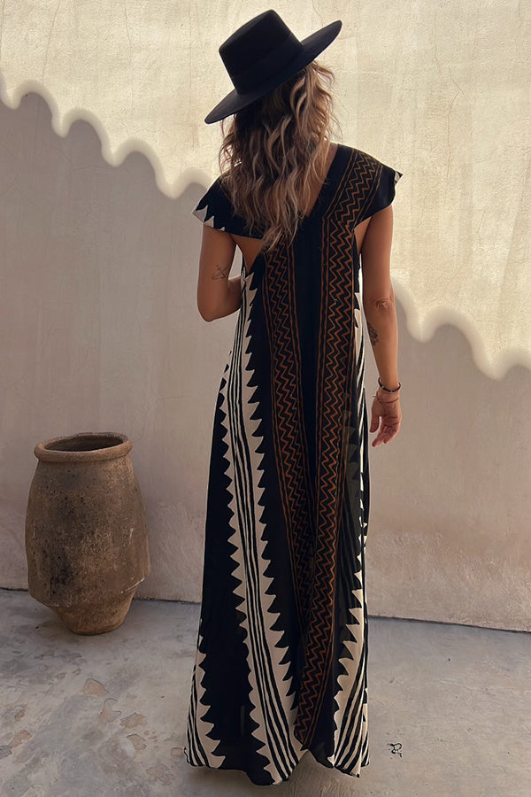Beach Dates – Maxikleid in A-Linie mit Ethno-Print