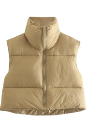 padded vest zipper stand collar vest