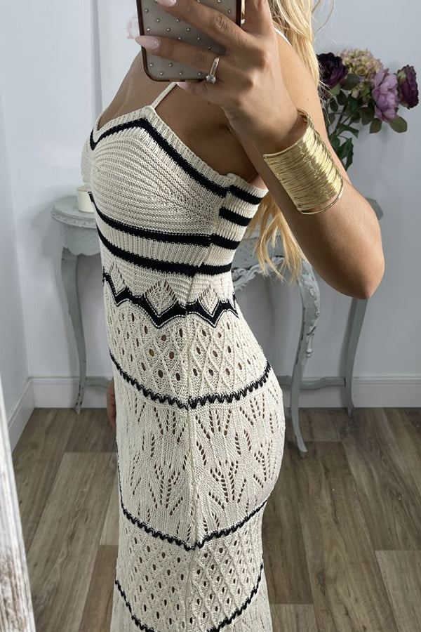 Robe nuisette noire à motifs géométriques 