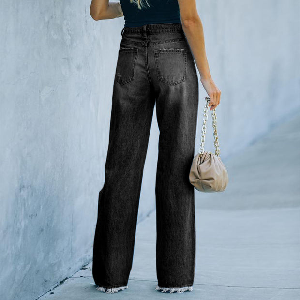 New Casual Jeans Wide Leg Pants with Holes