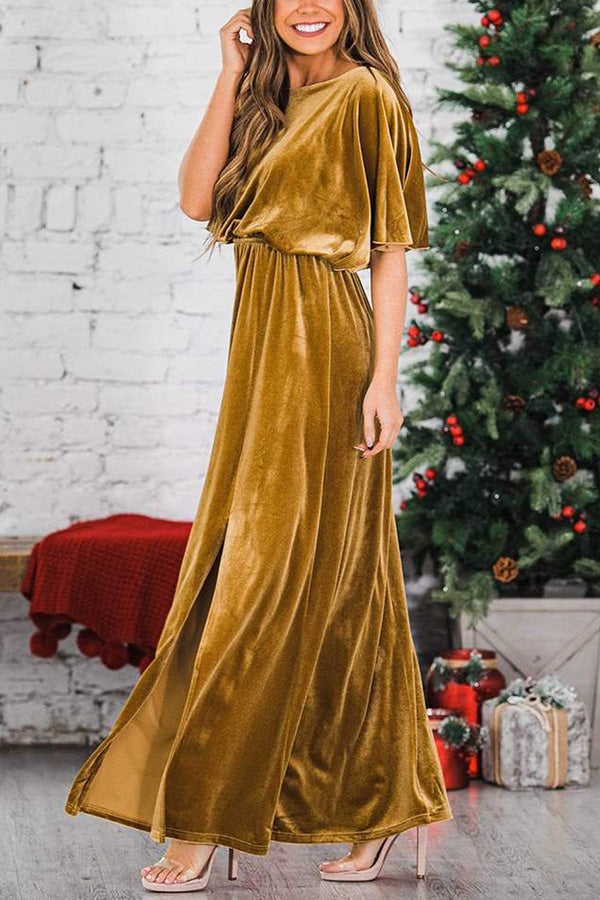 So Romantic Velvet Slit Maxi Dress