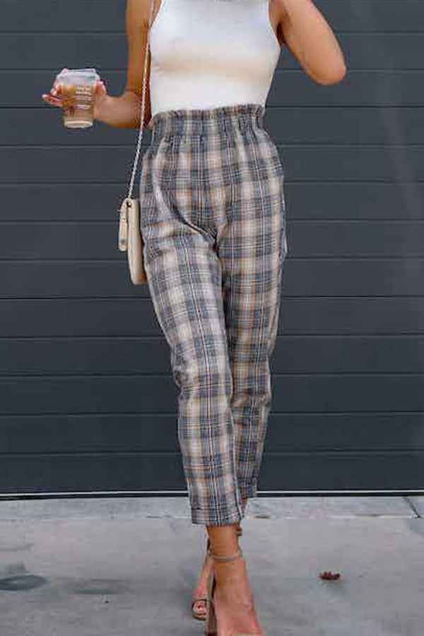 POCKETED PLAID PANTS