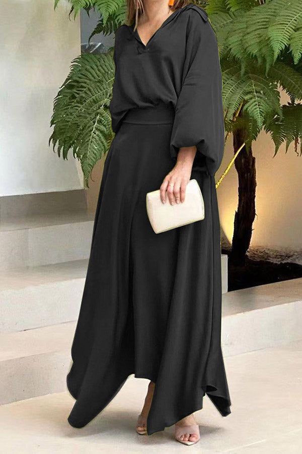 Fashion Solid Color V Neck Long Sleeve Two Pieces(6 Colors)