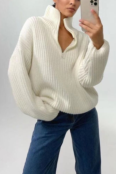 turtleneck pullover zip sweater