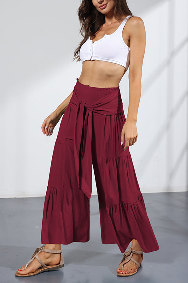 Bandage Casual Women's Wide Leg Pants