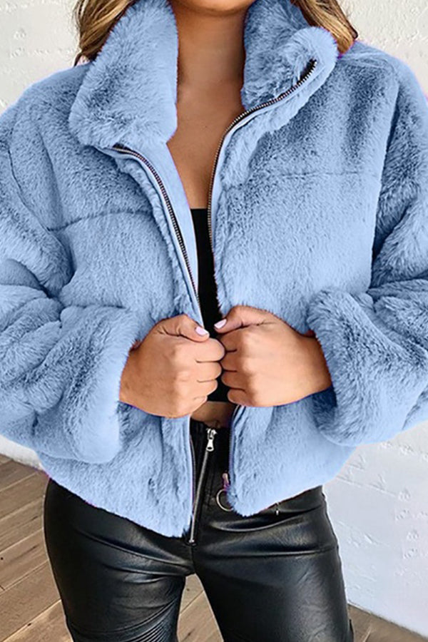 Zip Cardigan Warm Plush Jacket