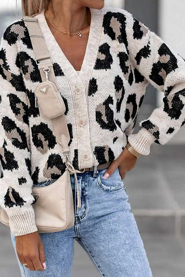 Leopard Casual Sweater Coat