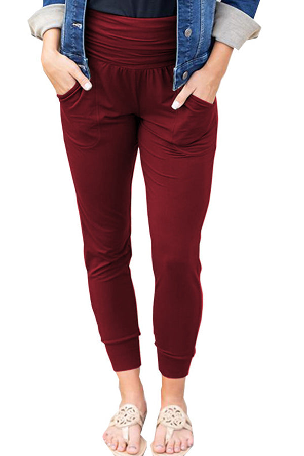 High Waist Pleated Pocket Casual Cropped Pennies