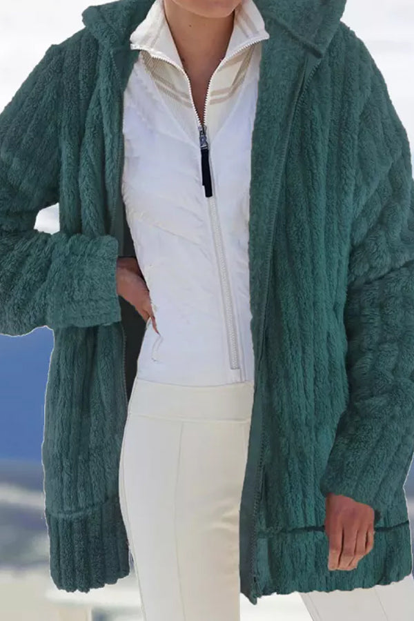 Casual Loose Sherpa Fleece Thermal Zip-Up Coat