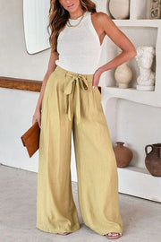 Clarita High Waisted Tie Pocketed Wide Leg Pants