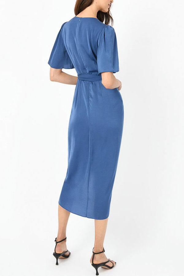 Draped Tie Waist Dress