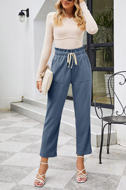 High Waisted Corduroy Pants for Women Drawstring Vintage Casual Loose Pants Fall Clothes