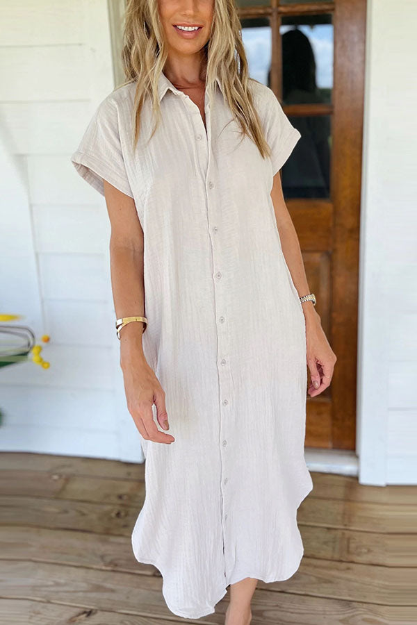 Robe chemise mi-longue boutonnée
