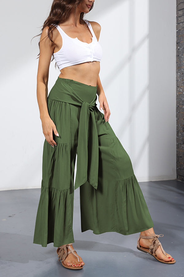 Bandage Casual Women's Wide Leg Pants