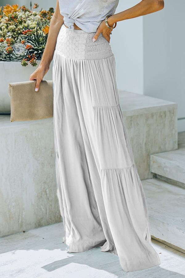 Doyle Smocked Eyelet Wide Leg Pants