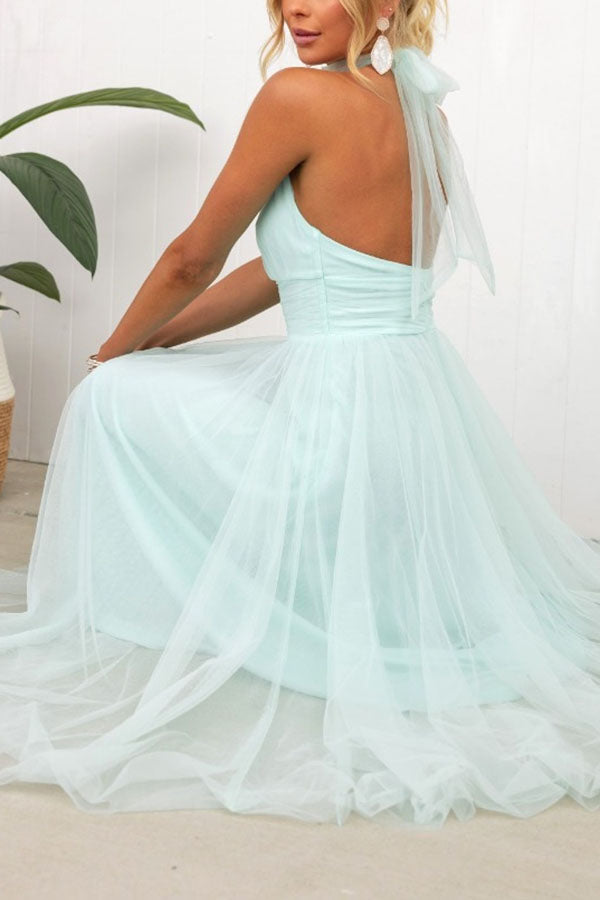 Robe longue dos nu en tulle froncé Fairy Vibes