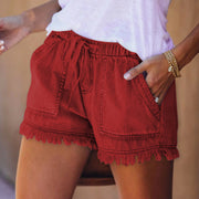 Women's Elastic Drawstring Casual High Waist Thin Denim Shorts