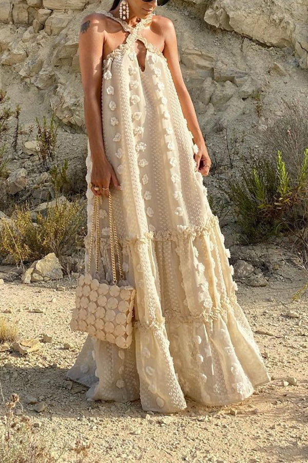 Robe gâteau fleurie tridimensionnelle