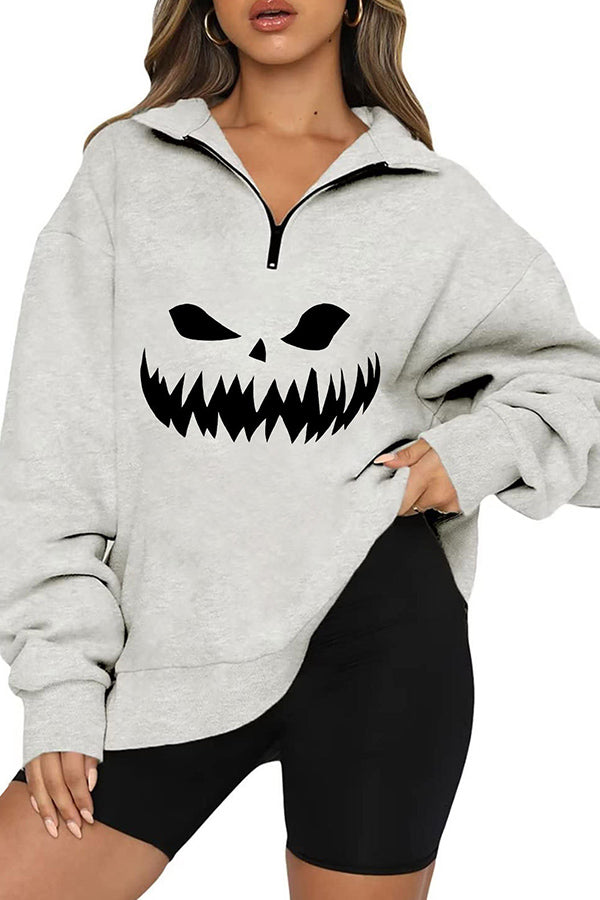 women's halloween christmas print thin sweatshirt
